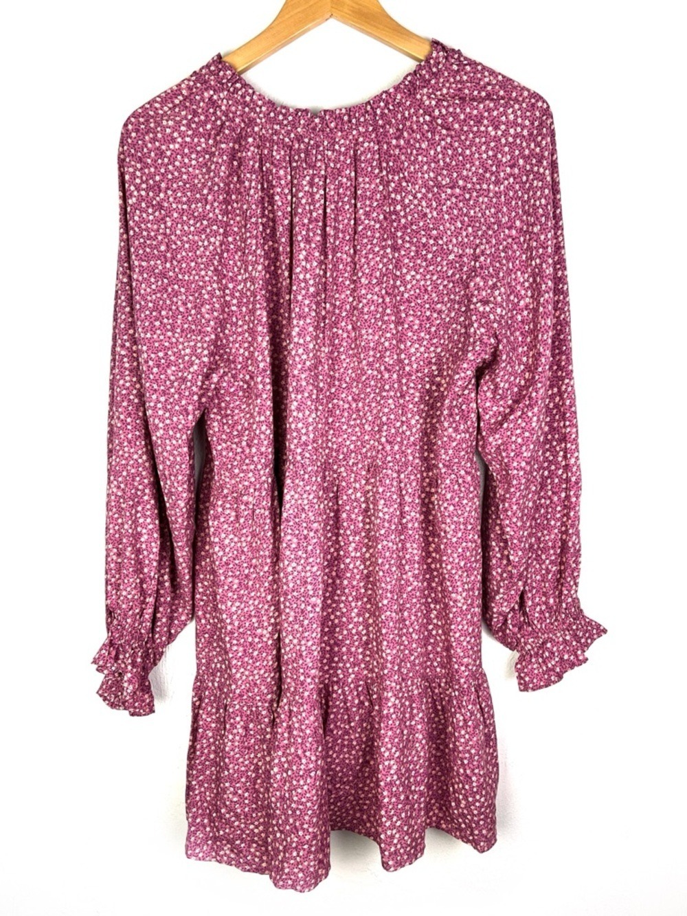 Anthropologie x Dress Forum Ditsy Floral Tiered Peasant Mini Dress Pink small - Picture 3 of 5